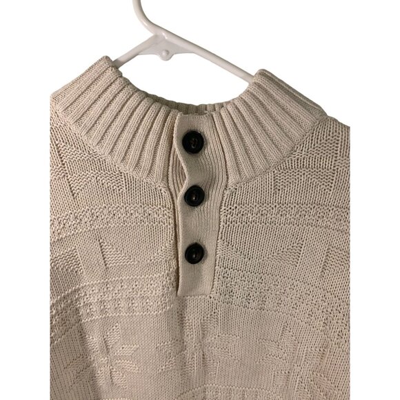 Chaps Mens XL Beige Knit Button Mock Neck Sweater - Picture 2 of 10